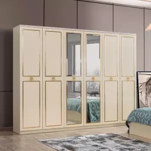 Paltar dolabı Prada 6 qapı (Krem)